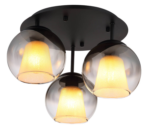 Globo Barry E27 Deckenleuchte 3-fach 40W Schwarz Matt, Metall Ø18cm 15749-3D