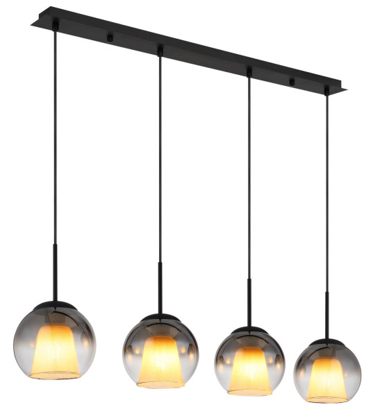 Globo Barry E27 Hängeleuchte 4-fach 40W Schwarz Matt, Metall Ø18cm 15749-4H