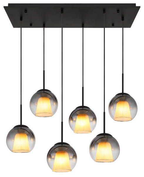 Globo Barry E27 Hängeleuchte 6-fach 40W Schwarz Matt, Metall Ø18cm 15749-6H
