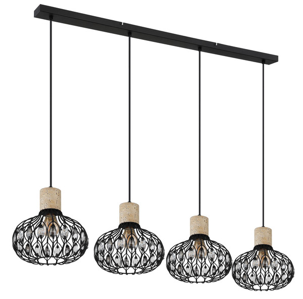 Globo Dorthy E27 Hängeleuchte 4-fach 40W Schwarz Matt, Metall Ø25cm 15778-4H