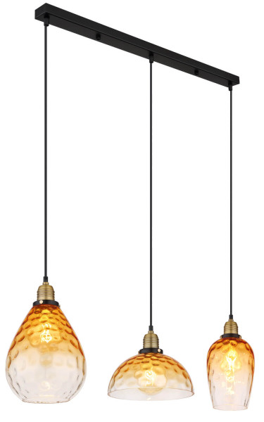 Globo Salvy E27 Hängeleuchte 3-fach 60W Schwarz Matt, Metall 120cm 15786-3H