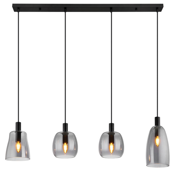 Globo Garri E14 Hängeleuchte 4-fach 40W Schwarz Matt, Metall 120cm 15789-4HB