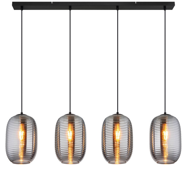 Globo Jefrey E27 Hängeleuchte 4-fach 40W Schwarz Matt, Metall Ø20cm 15794-4H