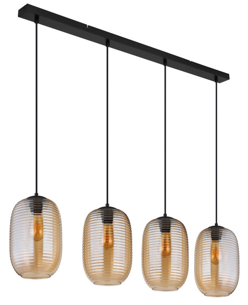 Globo Jefrey E27 Hängeleuchte 4-fach 40W Schwarz Matt, Metall Ø20cm 15794-4HA