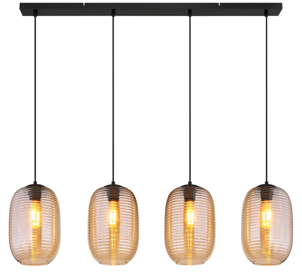 Globo Jefrey E27 Hängeleuchte 4-fach 40W Schwarz Matt, Metall Ø20cm 15794-4HA