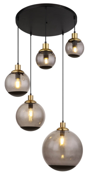Globo Potter E27 Hängeleuchte 5-fach 40W Schwarz Matt, Metall 150cm 15860-5H