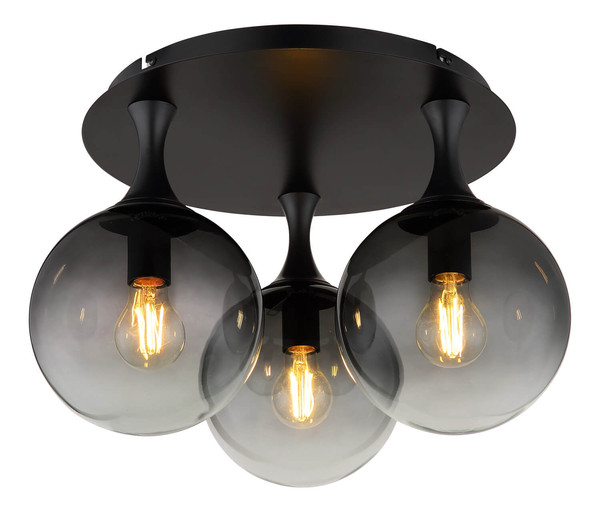 Globo Dalton E27 Deckenleuchte 3-fach 10W Schwarz Matt, Metall Ø20cm 15885-3D