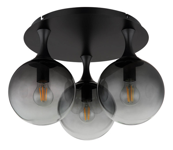 Globo Dalton E27 Deckenleuchte 3-fach 10W Schwarz Matt, Metall Ø20cm 15885-3D