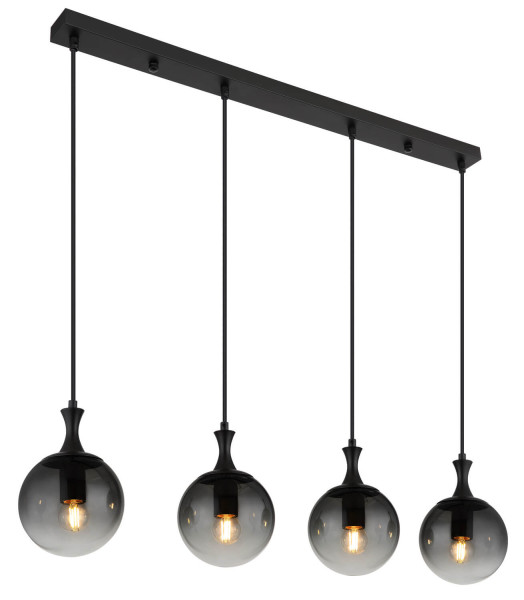 Globo Dalton E27 Hängeleuchte 4-fach 10W Schwarz Matt, Metall Ø15cm 15885-4H