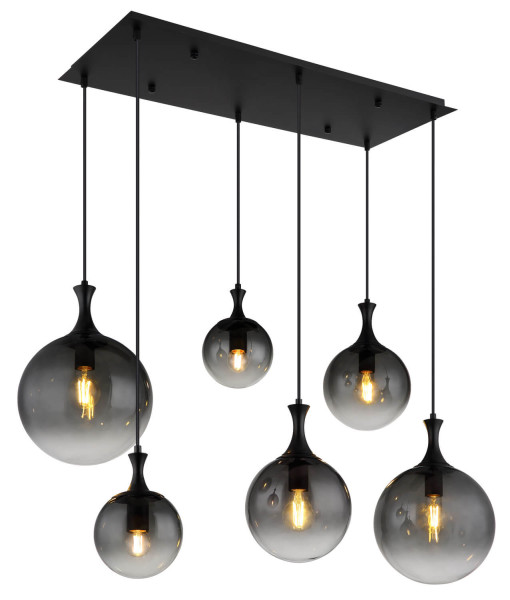 Globo Dalton E27 Hängeleuchte 6-fach 10W Schwarz Matt, Metall 141cm 15885-6H