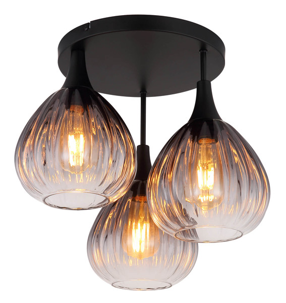 Globo Olsen E27 Deckenleuchte 3-fach 40W Schwarz Matt, Metall Ø20cm 15887-3D