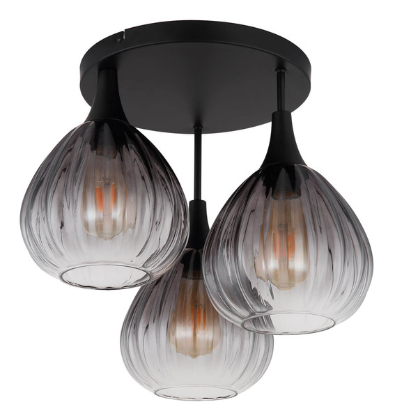 Globo Olsen E27 Deckenleuchte 3-fach 40W Schwarz Matt, Metall Ø20cm 15887-3D