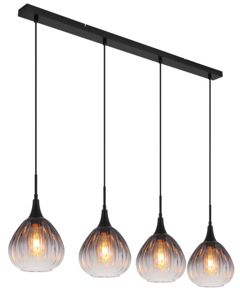 Globo Olsen E27 Hängeleuchte 4-fach 40W Schwarz Matt, Metall Ø20cm 15887-4H