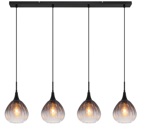 Globo Olsen E27 Hängeleuchte 4-fach 40W Schwarz Matt, Metall Ø20cm 15887-4H