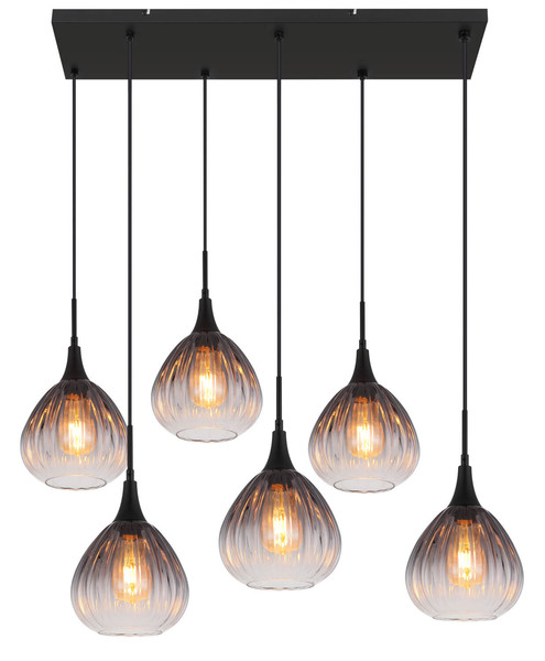 Globo Olsen E27 Hängeleuchte 6-fach 40W Schwarz Matt, Metall Ø20cm 15887-6H