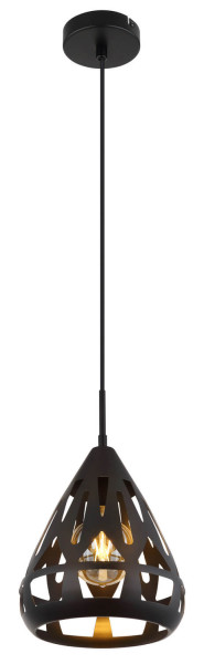 Globo Hassan E27 Hängeleuchte 40W Schwarz Matt, Metall Ø23cm 15889H