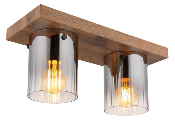 Globo Underwood E27 Deckenleuchte 2-fach 40W Holzoptik Dunkel, Mdf Ø12cm 15915-2