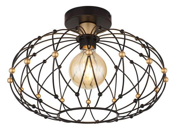 Globo Greys E27 Deckenleuchte 40W Schwarz Matt, Metall Ø40cm 15966D
