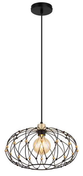 Globo Greys E27 Hängeleuchte 40W Schwarz Matt, Metall Ø40cm 15966H