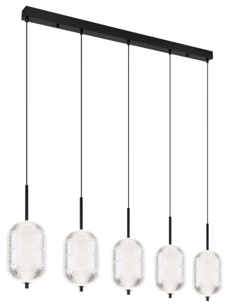 Globo Kurius LED Hängeleuchte 60W CCT Schwarz Matt, Metall Memoryfunktion Ø15cm 16043-5H