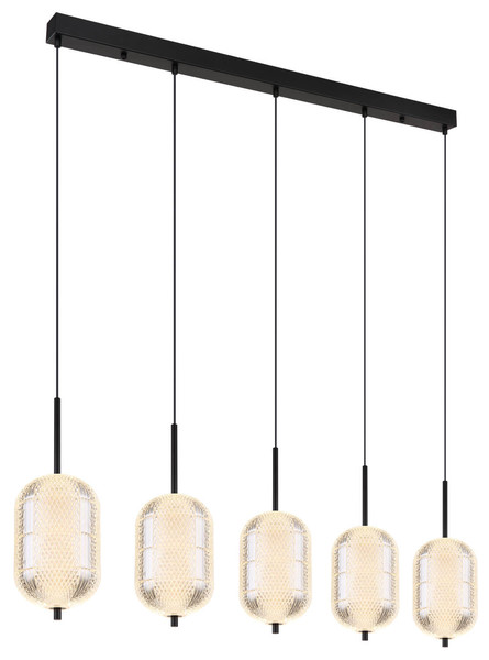Globo Kurius LED Hängeleuchte 60W CCT Schwarz Matt, Metall Memoryfunktion Ø15cm 16043-5H