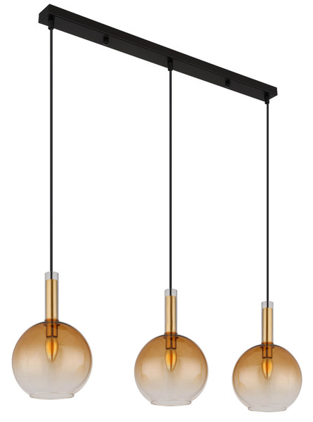 Globo Marinella E14 Hängeleuchte 3-fach 40W Schwarz Matt, Metall Ø20cm 16048-3H