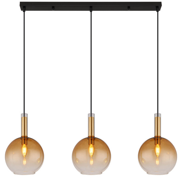 Globo Marinella E14 Hängeleuchte 3-fach 40W Schwarz Matt, Metall Ø20cm 16048-3H