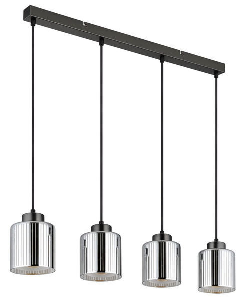 Globo Felicia E27 Hängeleuchte 4-fach 60W Schwarz-Chrom Matt, Metall Ø12cm 16056-4H
