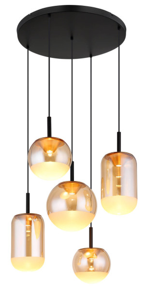 Globo Severin LED Hängeleuchte 35W Warmweiß Schwarz Matt, Metall 150cm 16057-5H