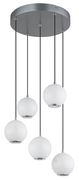 Globo Simmons LED Hängeleuchte 40W CCT Grau Matt, Metall Memoryfunktion Ø12cm 16062-5H