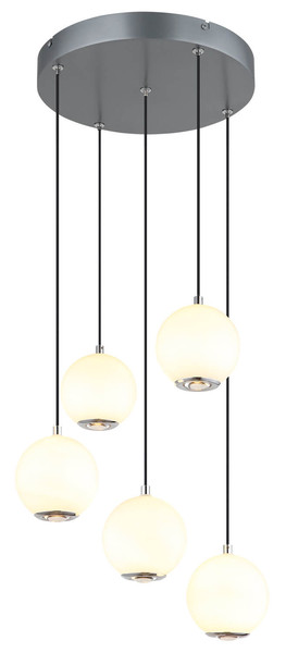 Globo Simmons LED Hängeleuchte 40W CCT Grau Matt, Metall Memoryfunktion Ø12cm 16062-5H