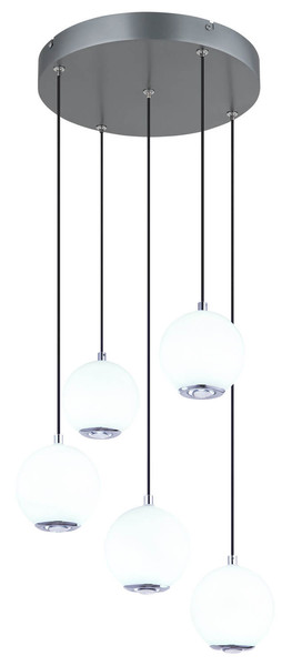 Globo Simmons LED Hängeleuchte 40W CCT Grau Matt, Metall Memoryfunktion Ø12cm 16062-5H