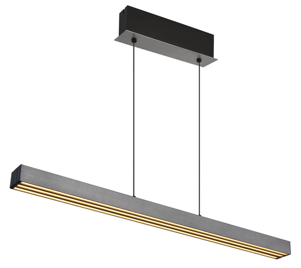 Globo Ethan LED Hängeleuchte 39W CCT Grau Dunkel, Aluminium Gebürstet Memoryfunktion 150cm 17016