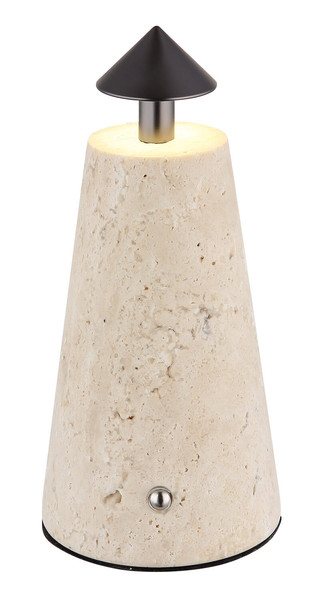 Globo Liva LED Tischleuchte 1,20W CCT Grau, Travertine Stein Ø4,2cm 21037G
