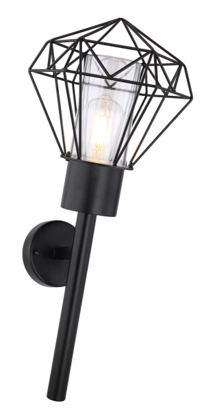 Globo Horace E27 Außenleuchte 15W IP44 Schwarz, Edelstahl 28,5cm 31355W