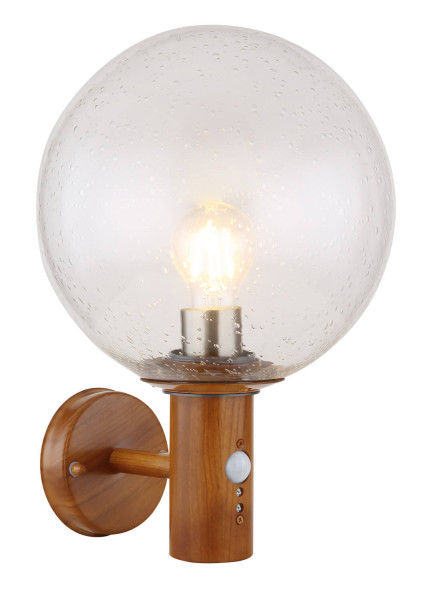 Globo Ossy E27 Außenleuchte 15W IP44 Holzoptik, Aluminium Druckguss Bewegungssensor Ø25cm 31860WS