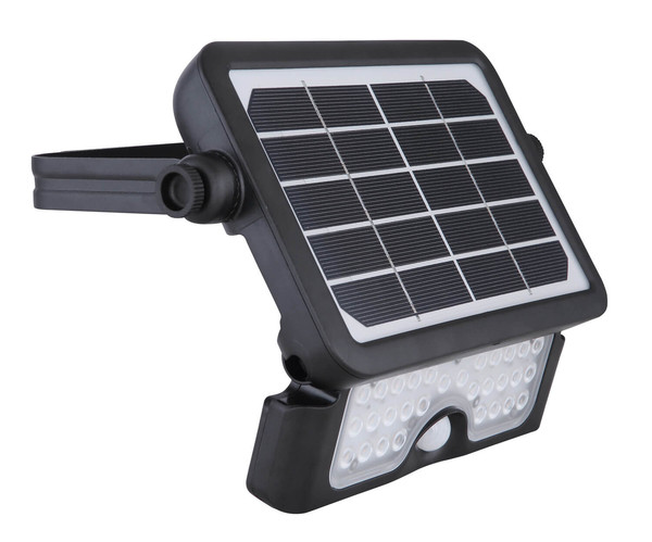 Globo Solarleuchte Kunststoff Schwarz, 1Xled LED Solarleuchte 5W Warmweiß IP65 Schwarz Bewegungssensor 3,4cm 36483