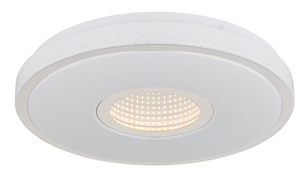 Globo Astania LED Deckenleuchte 24W Warmweiß Weiß, Metall Sparkle-Dekor Memoryfunktion Ø38cm 41264T