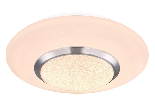 Globo Candida LED Deckenleuchte 18W Warmweiß Weiß, Metall Fernbedienung Nachtlicht Sparkle-Dekor Memoryfunktion Ø34cm 48311-18RGB