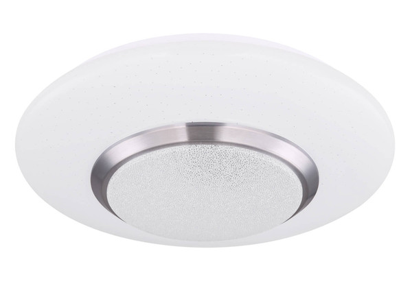 Globo Candida LED Deckenleuchte 18W Warmweiß Weiß, Metall Fernbedienung Nachtlicht Sparkle-Dekor Memoryfunktion Ø34cm 48311-18RGB