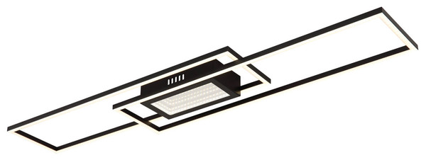 Globo Saunders LED Deckenleuchte 42W CCT Schwarz Matt, Metall Fernbedienung Nachtlicht Memoryfunktion 5cm 48468-42