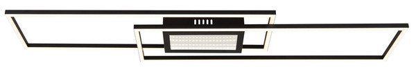 Globo Saunders LED Deckenleuchte 42W CCT Schwarz Matt, Metall Fernbedienung Nachtlicht Memoryfunktion 5cm 48468-42