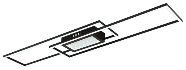 Globo Saunders LED Deckenleuchte 42W CCT Schwarz Matt, Metall Fernbedienung Nachtlicht Memoryfunktion 5cm 48468-42