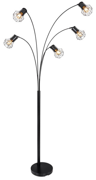 Globo Priska E27 Stehleuchte 5-fach 40W Schwarz Matt, Metall Ø13cm 54017S