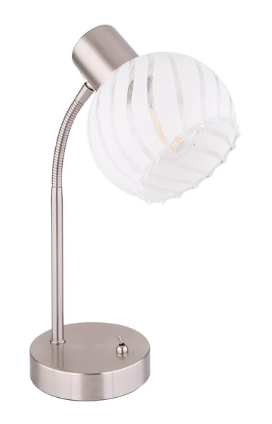 Globo Willy E27 Tischleuchte 40W Nickel Matt, Metall Ø13cm 54025-1T