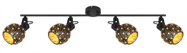 Globo Jodie E27 Strahler 4-fach 40W Schwarz Matt, Metall Ø12cm 54029-4