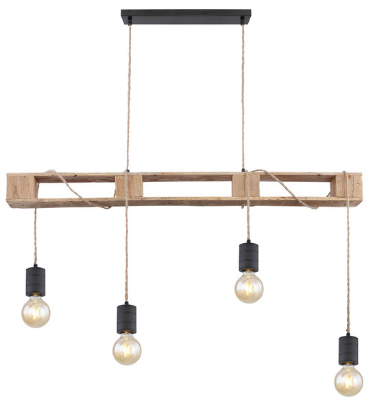 Globo Joelle E27 Hängeleuchte 4-fach 60W Schwarz Matt, Metall 120cm 54030-4PH