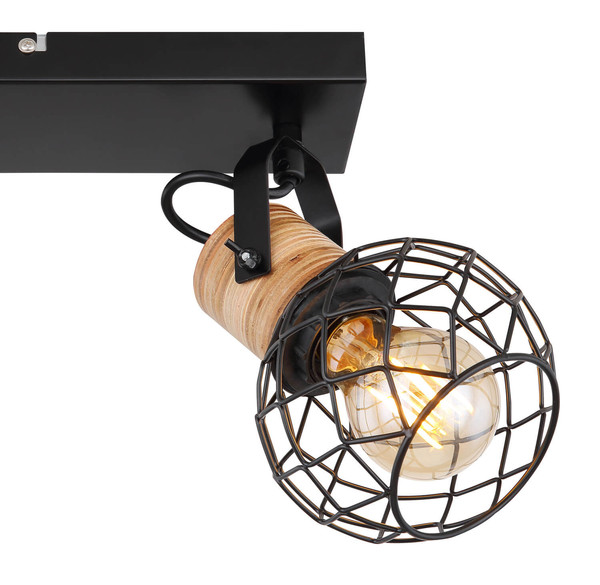 Globo Lacky E27 Strahler 2-fach 60W Schwarz Matt, Metall Ø12cm 54039-2