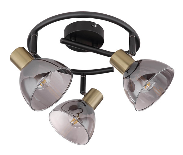 Globo Jay E14 Strahler 3-fach 25W Schwarz, Metall Ø11cm 54305-3