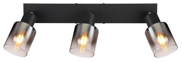Globo Hubertus Strahler 3-fach Schwarz Matt, Metall Ø7cm 54308-3